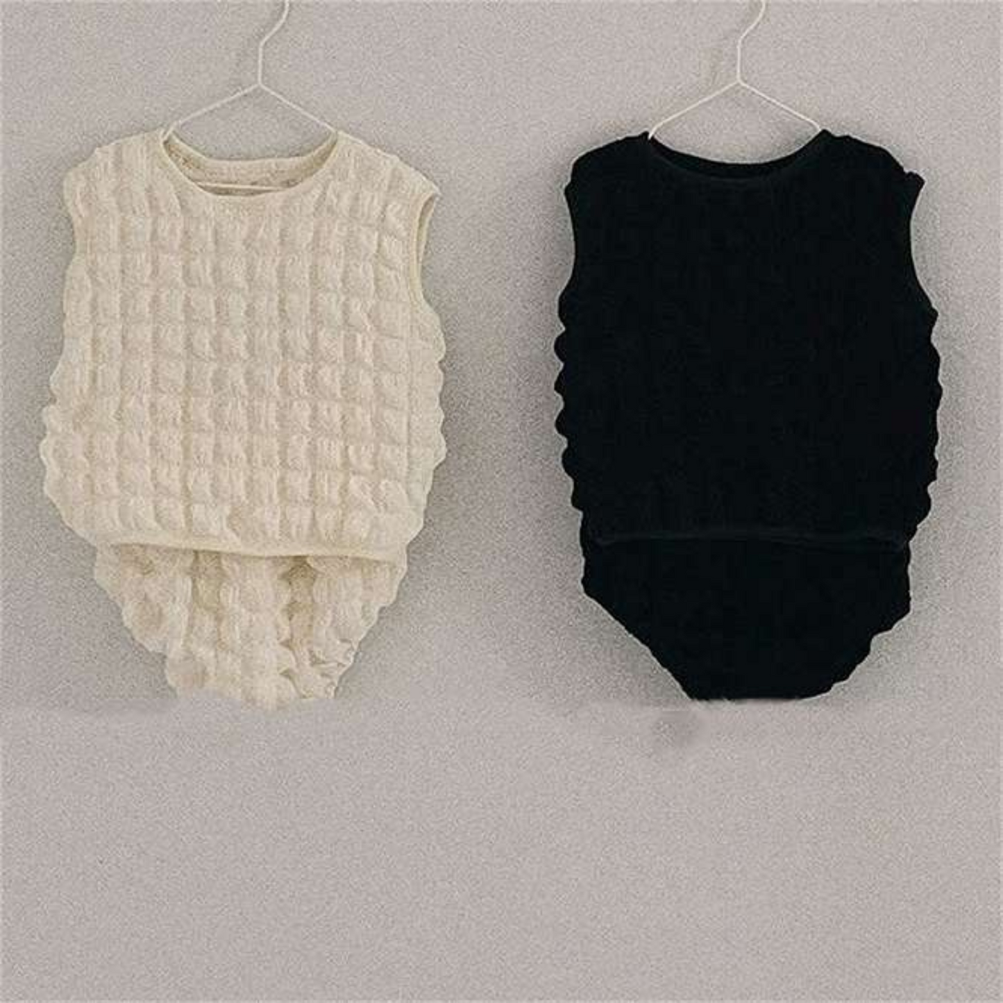 【メール便OK】モノトーン ノースリーブ ブラウス＆パンツ ベビー セットアップ   wrw24ss352