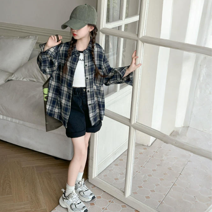 ルーズシルエットチェックネル長袖シャツ　wrw25aw160