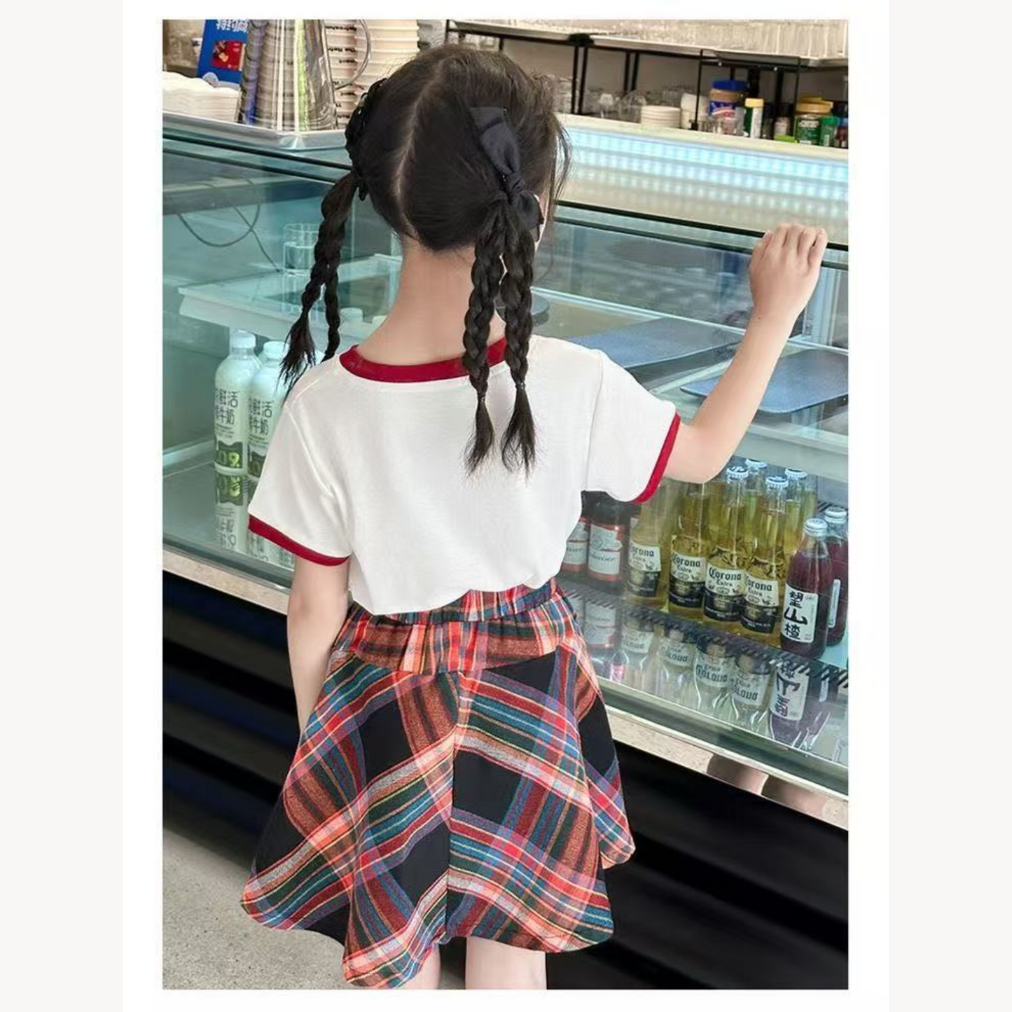 【メール便OK】ハートプリントTシャツと巻きシャツ風スカートセットアップ  wrw25ss414