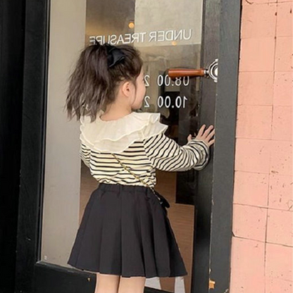 【メール便OK】フリル付きボーダートップスロンT  wrw25sp165