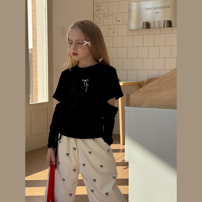 【メール便OK】スリットカットアウト袖リボンロンT   wrw25sp081