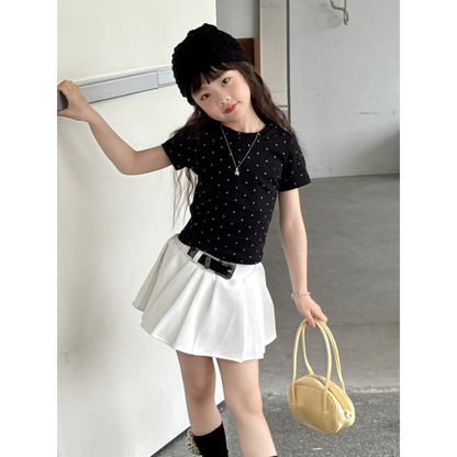バックハートシアーミニドット柄Tシャツ	wrw1062566