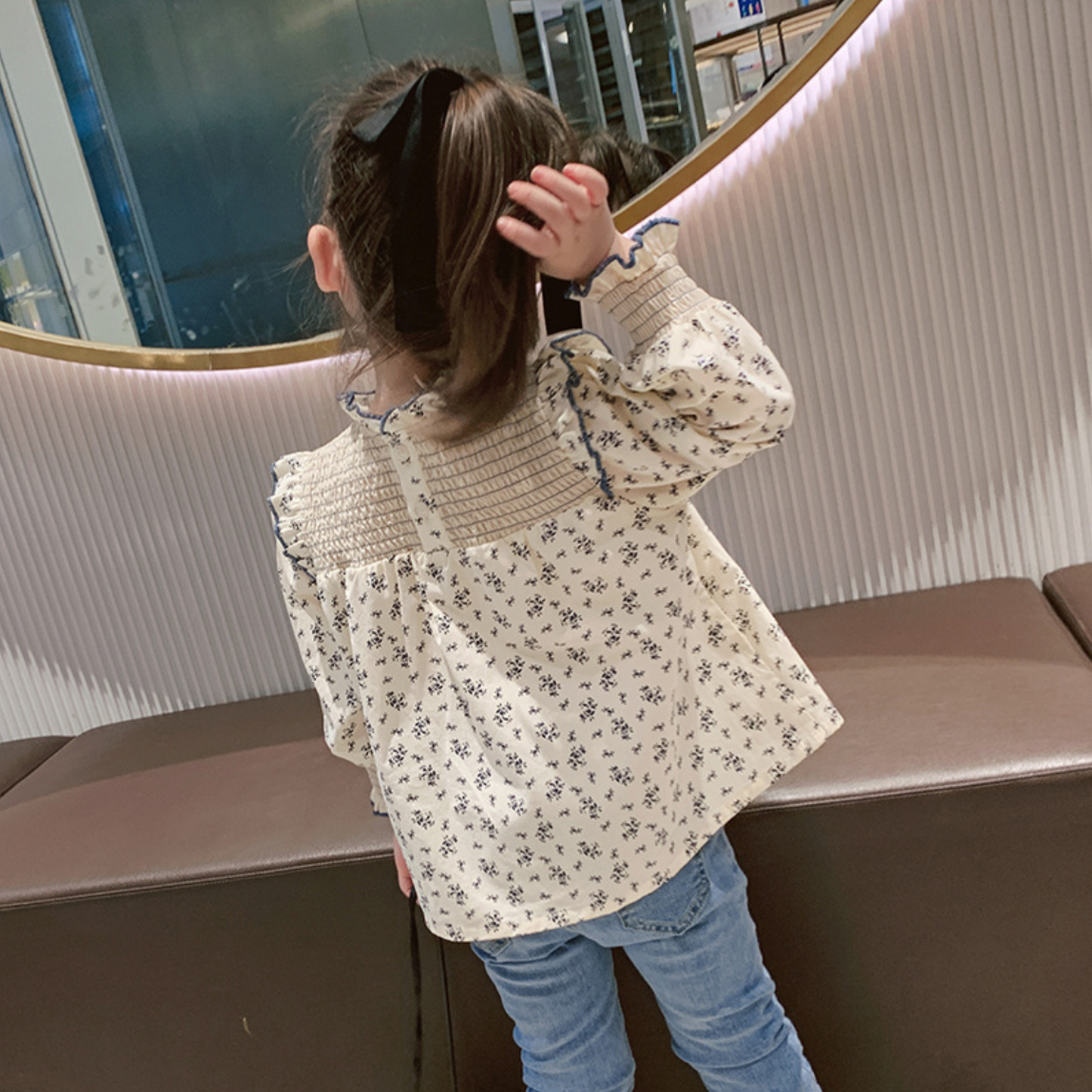 【メール便OK】スモッキング花柄ブラウス  wrw25sp080