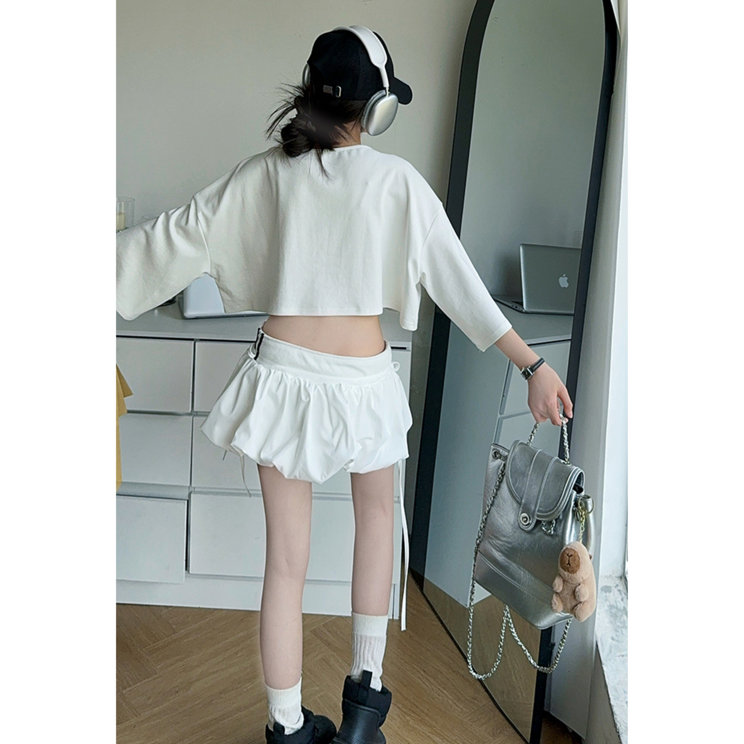 【メール便OK】ナンバープリントクロップドロンT  wrw25aw076