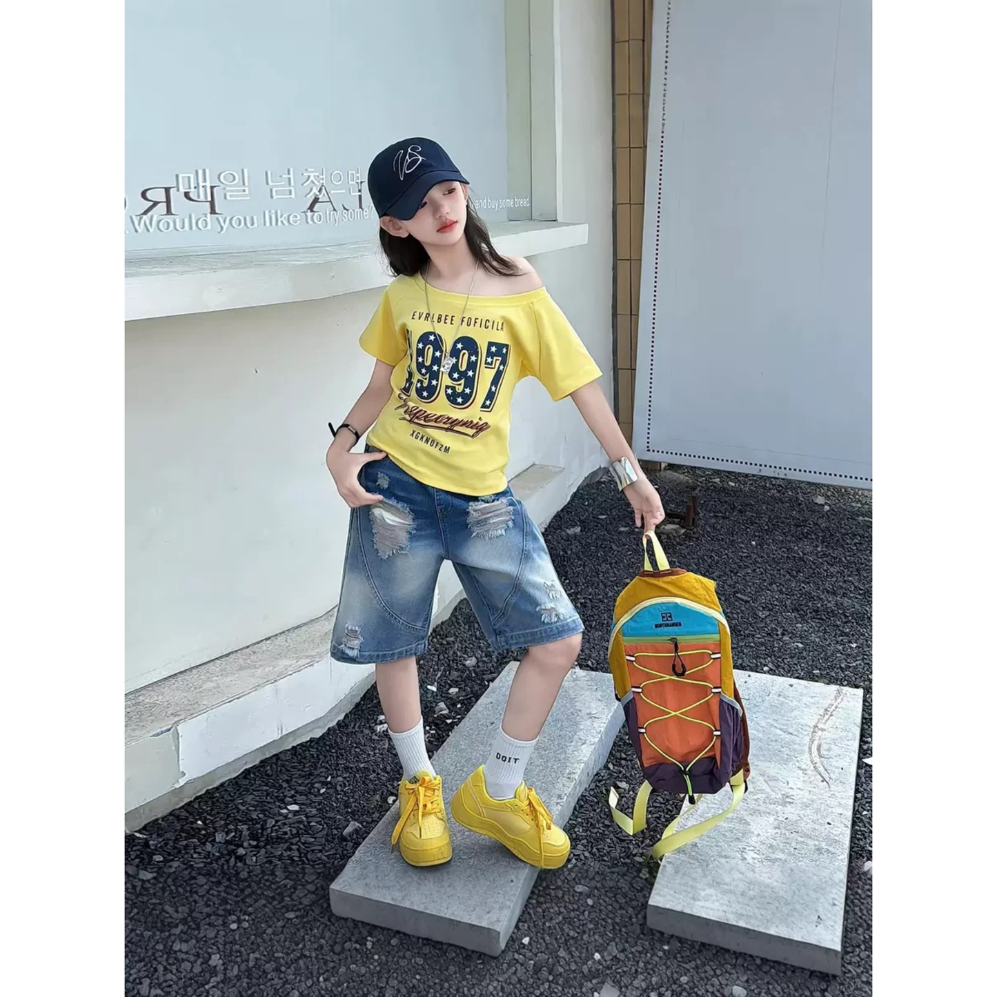 ナンバリング 星柄 オフショルTシャツ   wrw1062586
