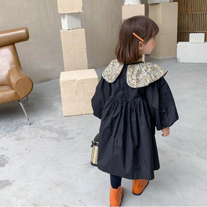 大きめの花柄襟付きふんわり袖ワンピース   wrw24ss305