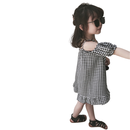 【メール便OK】かわいい オフショルダーのチェック柄ドレスワンピース   wrw25ss434
