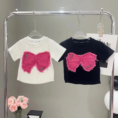 切りっぱなしフリンジデニムリボンTシャツ	 wrw1062376