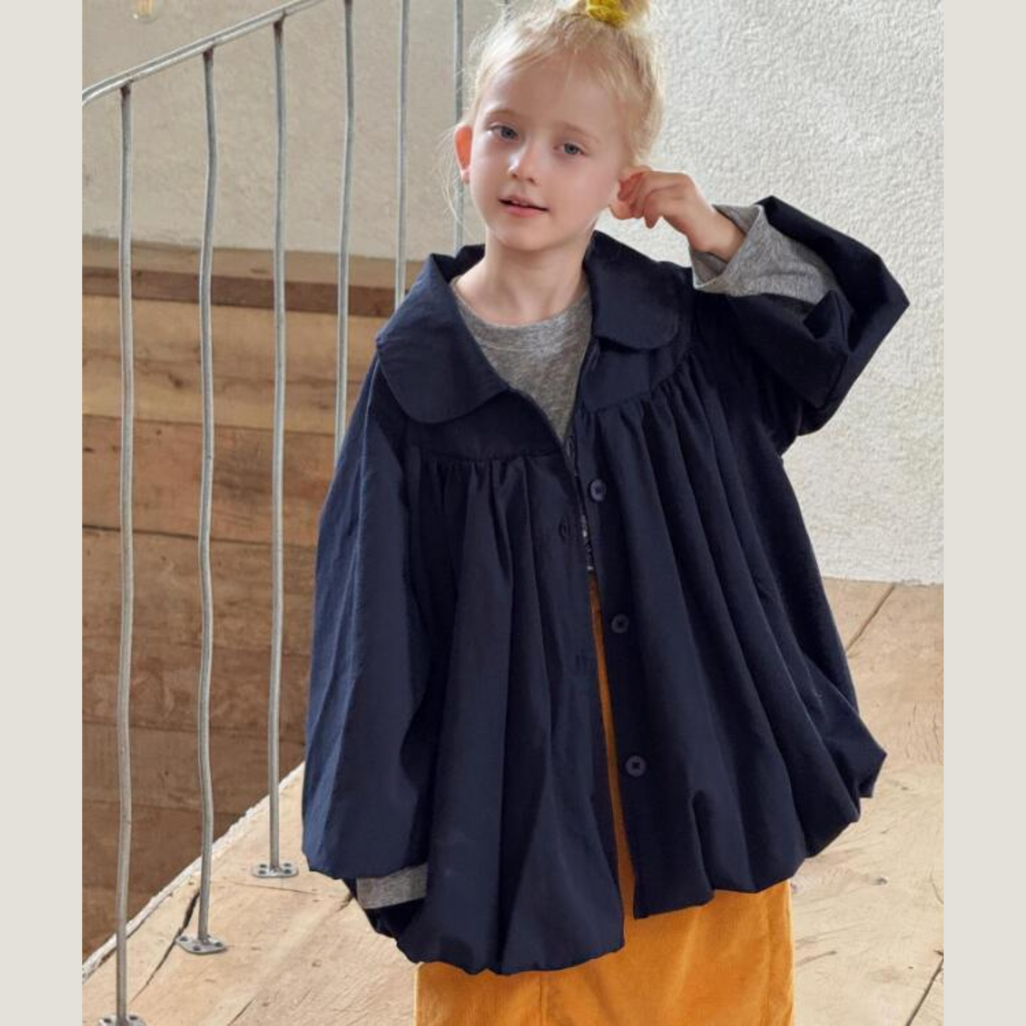 ラウンドカラーバルーンロングコートジャケット wrw25aw109