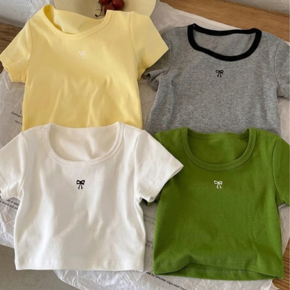 ワンポイントリボン刺繍 コンパクトTシャツ	wrw1062256