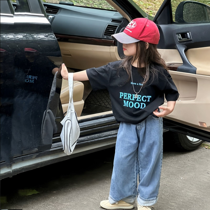 【PERFECT MOOD】英字プリント半袖Tシャツ	wrw2062016