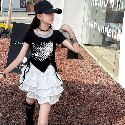 フェイクレイヤード サイドドロスト イレヘムTシャツ  　wrw1062656