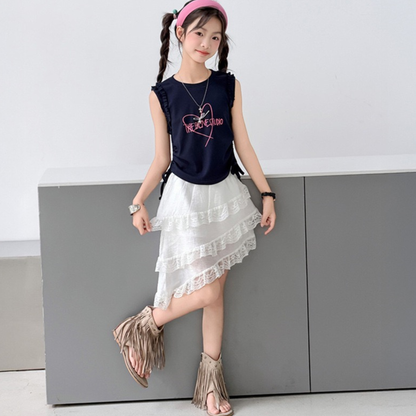 サイドリボンハートロゴ ノースリーブ Tシャツ  　wrw1062846