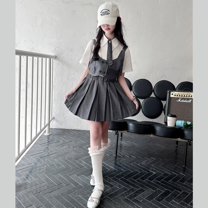 スクールガール風ネクタイ付きプレッピーセットアップ	wrw1022316