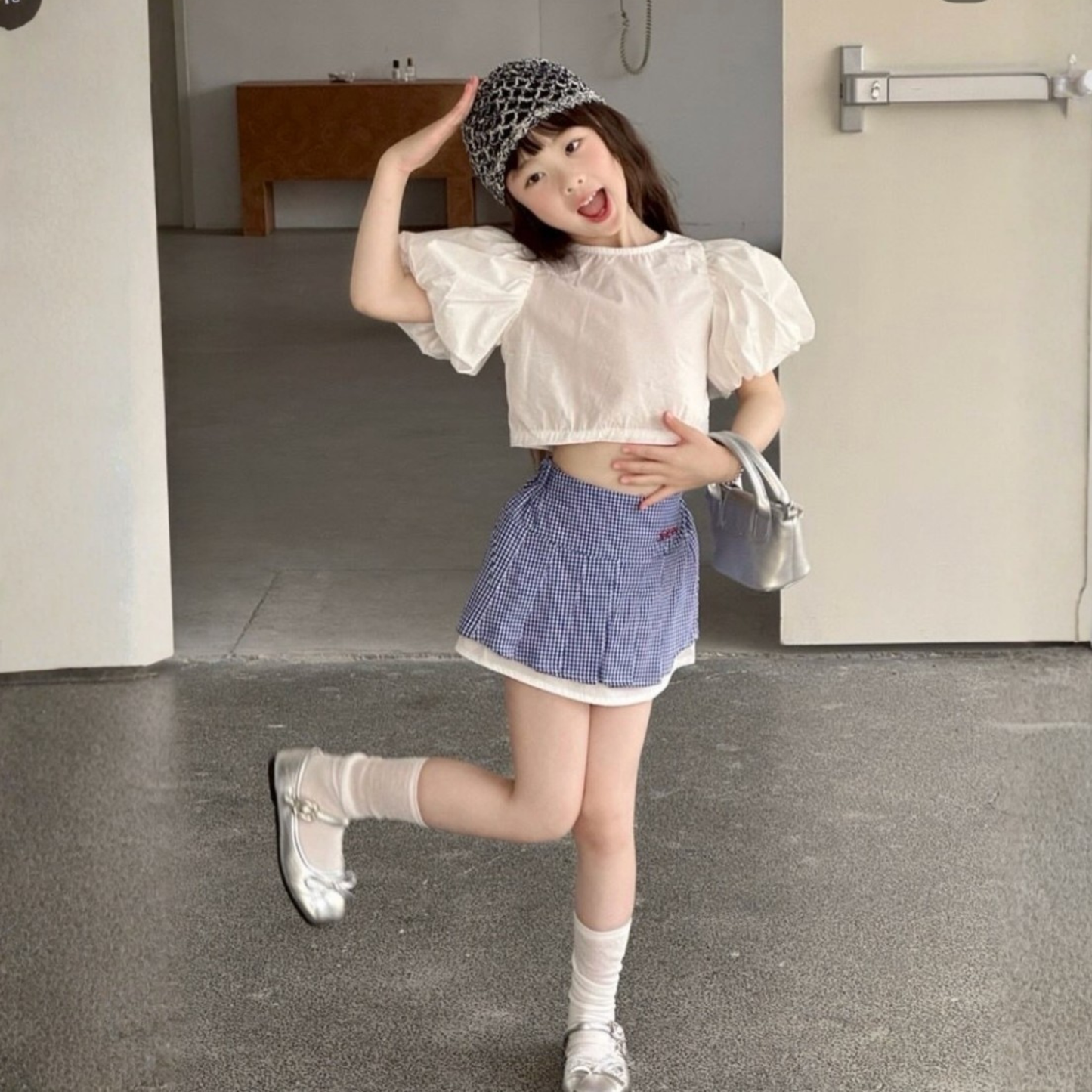 バックリボン パフスリーブ クロップドトップス・Tシャツ  　wrw1062686