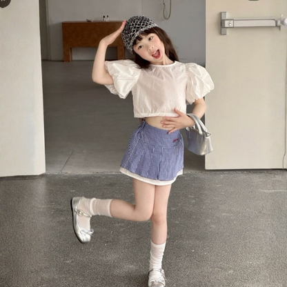 バックリボン パフスリーブ クロップドトップス・Tシャツ  　wrw1062686