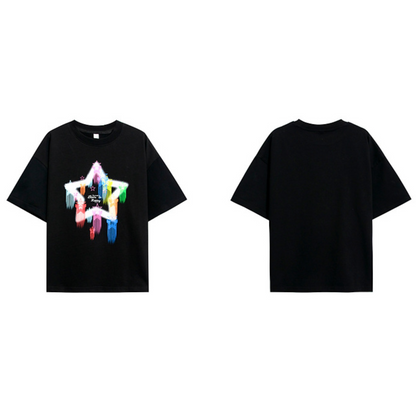 【メール便OK】ネオン×スターグラフィックTシャツ   wrw25ss417