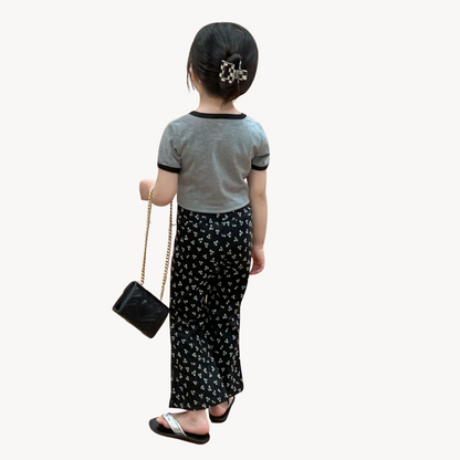 【メール便OK】Tシャツとフレアパンツリボン刺繍セットアップ  wrw25ss357