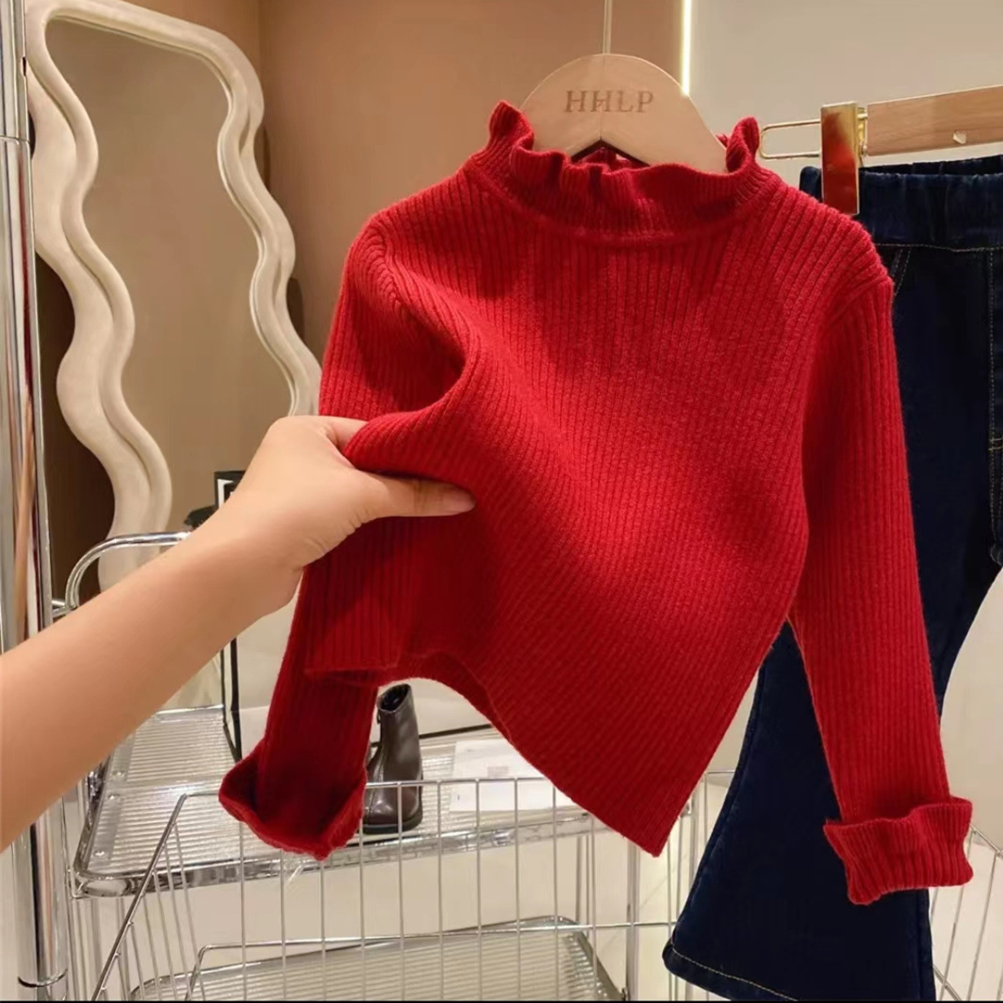 【メール便OK】フリルタートルネックニットロンT  wrw24aw409