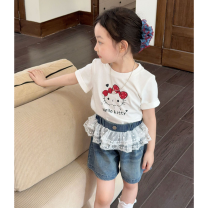 【メール便OK】レース付きデニム ショートパンツ  wrw25ss388