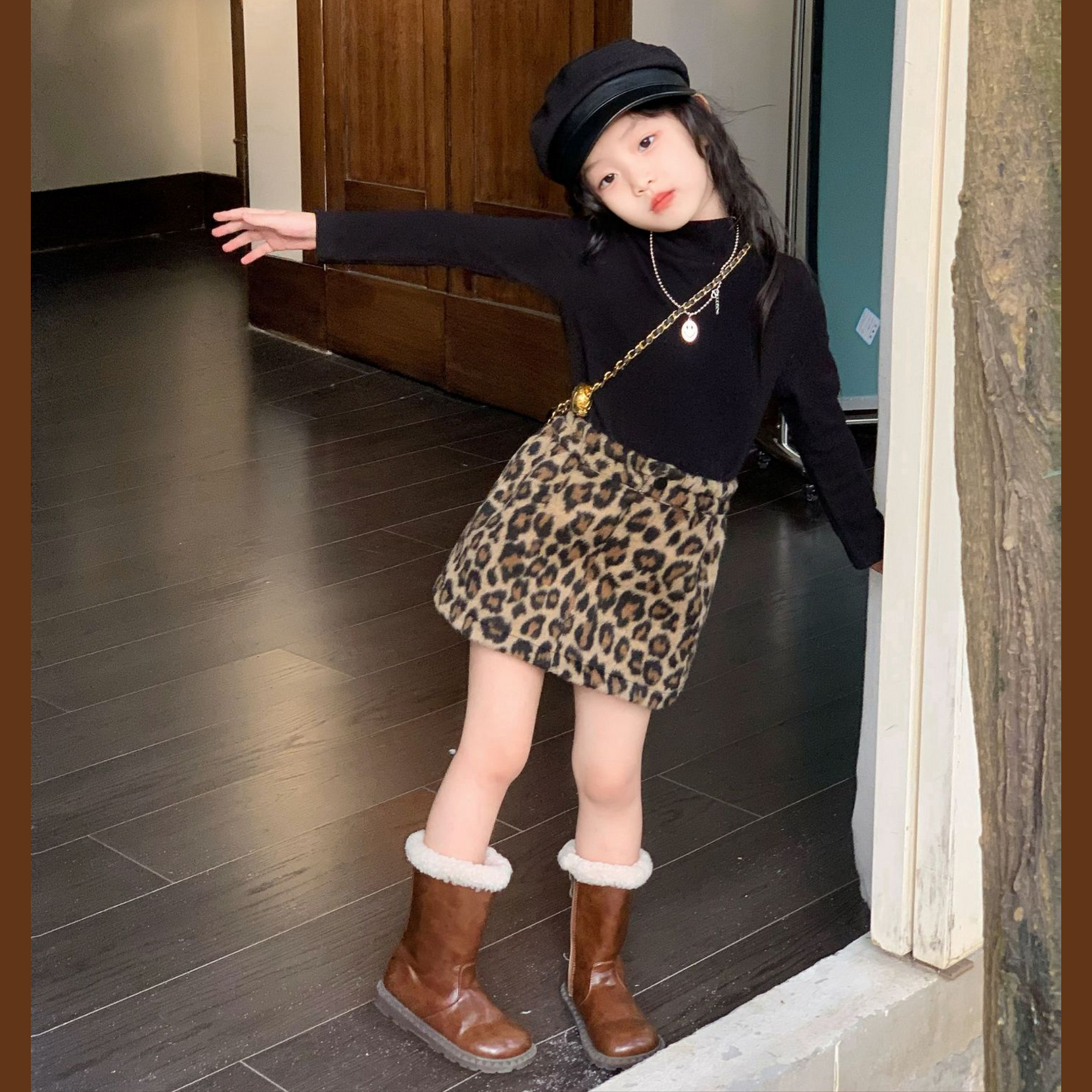 レオパード柄ボアミニスカート　wrw24aw910