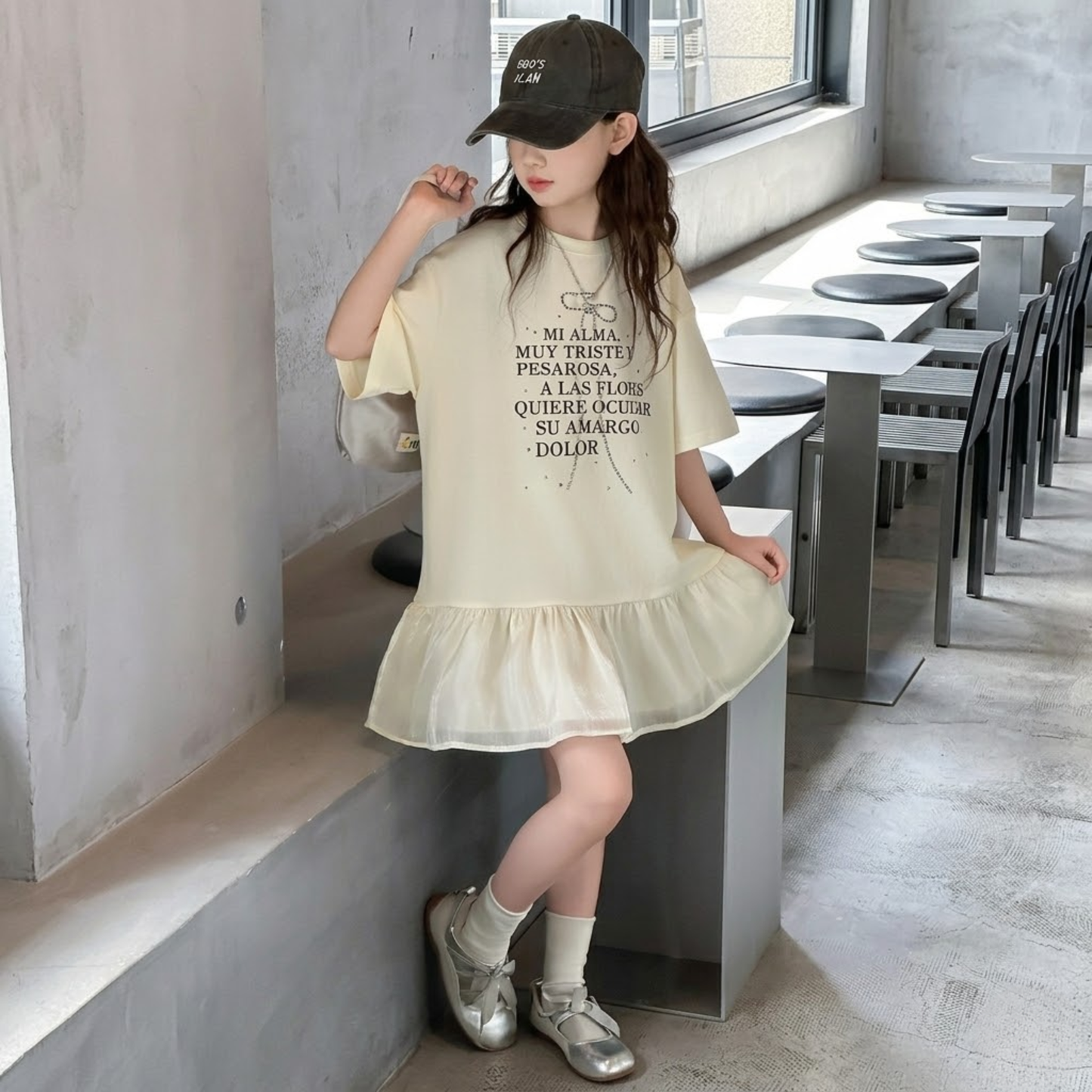 裾フリル切り替え ラフィックＴシャツワンピース     wrw1032256