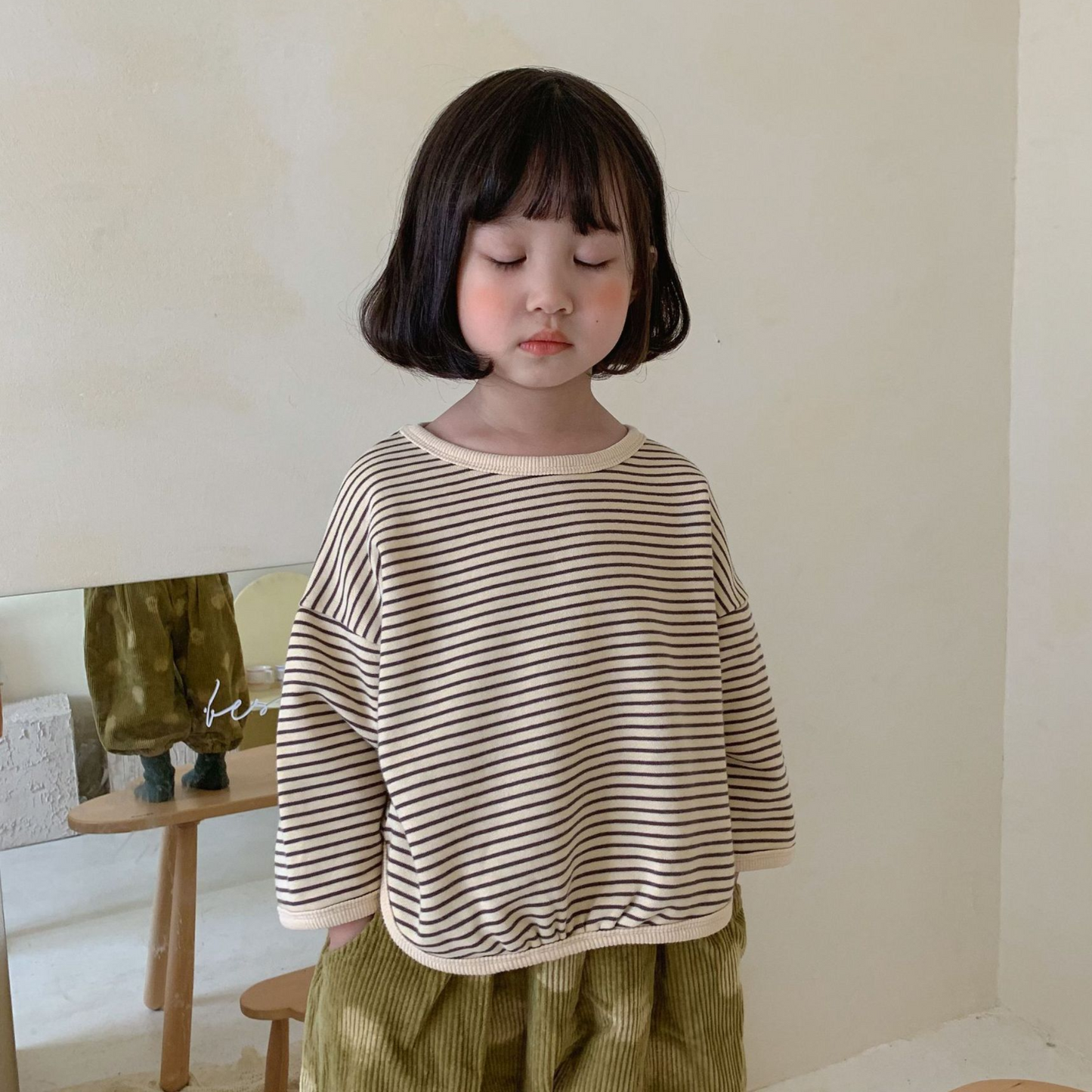 【メール便OK】ドロップショルダー長袖ボーダーロンT  wrw24aw003