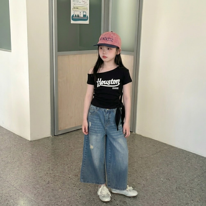 ロゴ アシンメトリー サイドリボンTシャツ	   wrw1062276