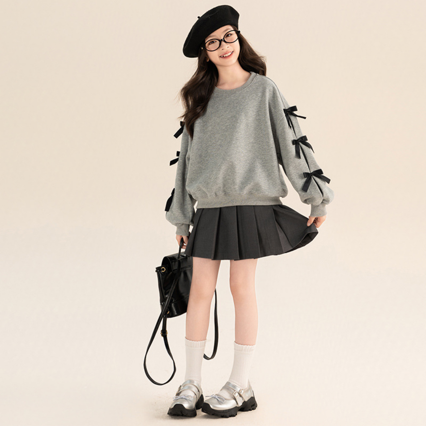 リボン付いた袖のロンT   wrw25aw116