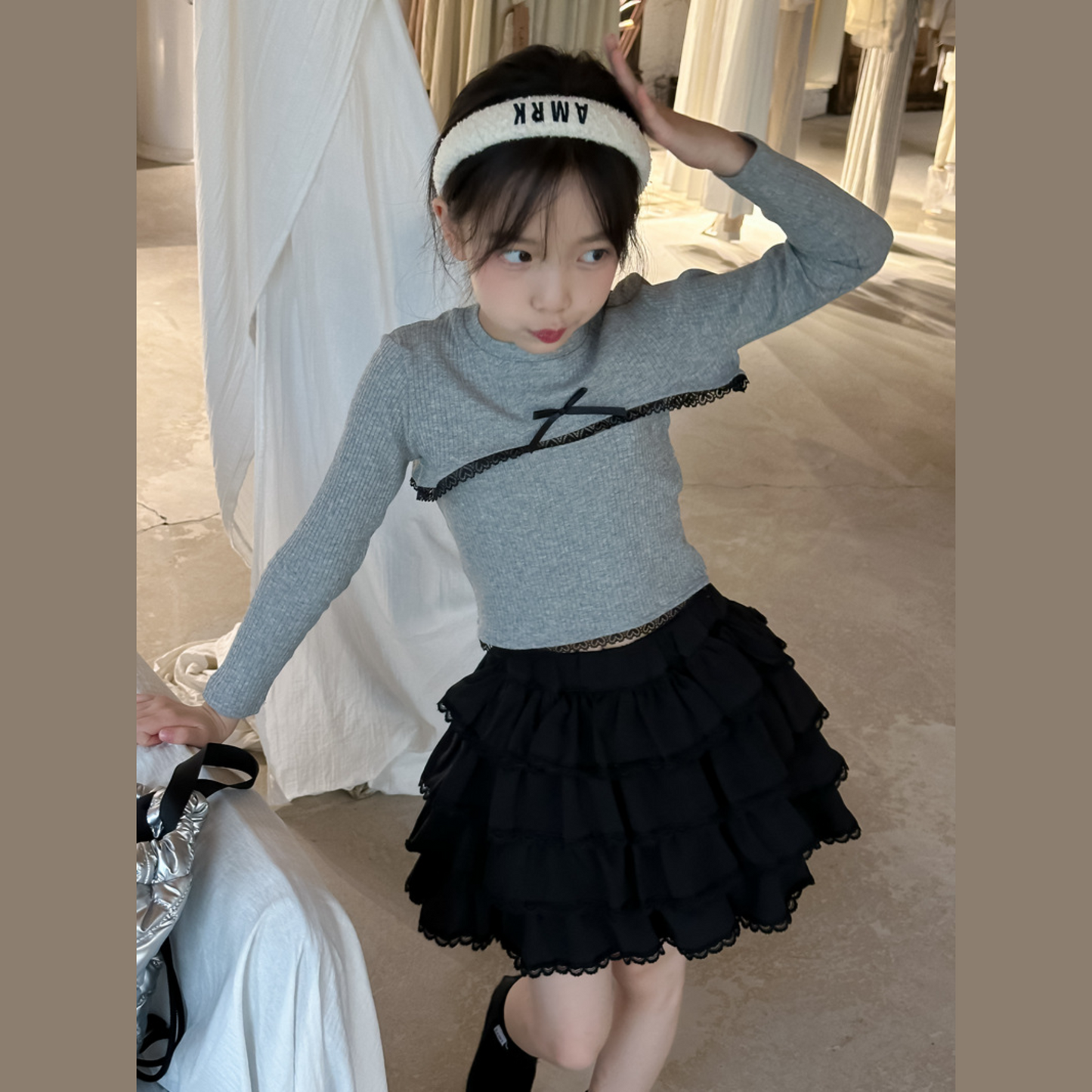 【メール便OK】リボンxレースロンT  wrw25aw078