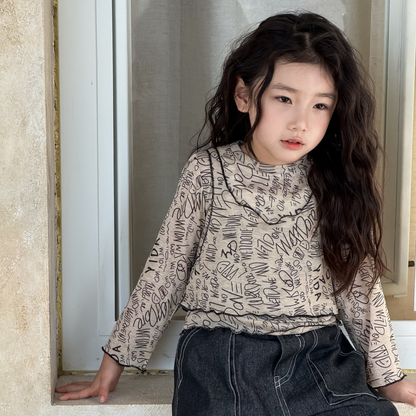 【メール便OK】グラフィカルな文字レイヤーロンT  wrw25sp129