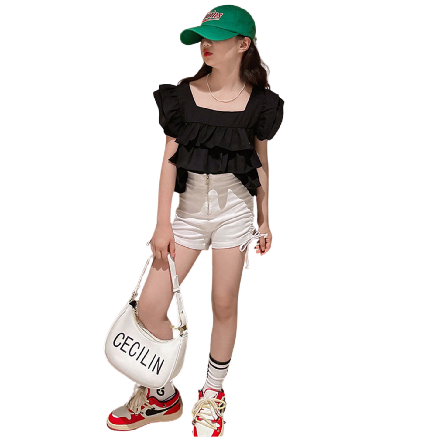 【メール便OK】フリルスクエアネックTシャツ  wrw25ss405