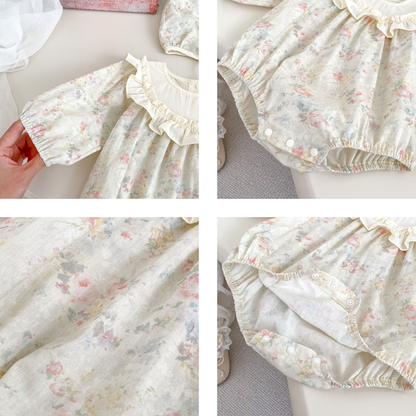 やわらかな花柄xフリル襟秋ロンパース wrw25aw027
