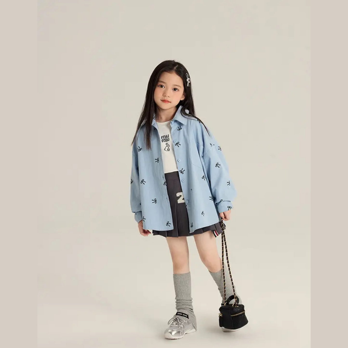 【メール便OK】リボンプリント長袖シャツ wrw25aw093