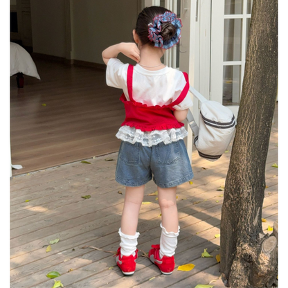 【メール便OK】レース付きデニム ショートパンツ  wrw25ss388