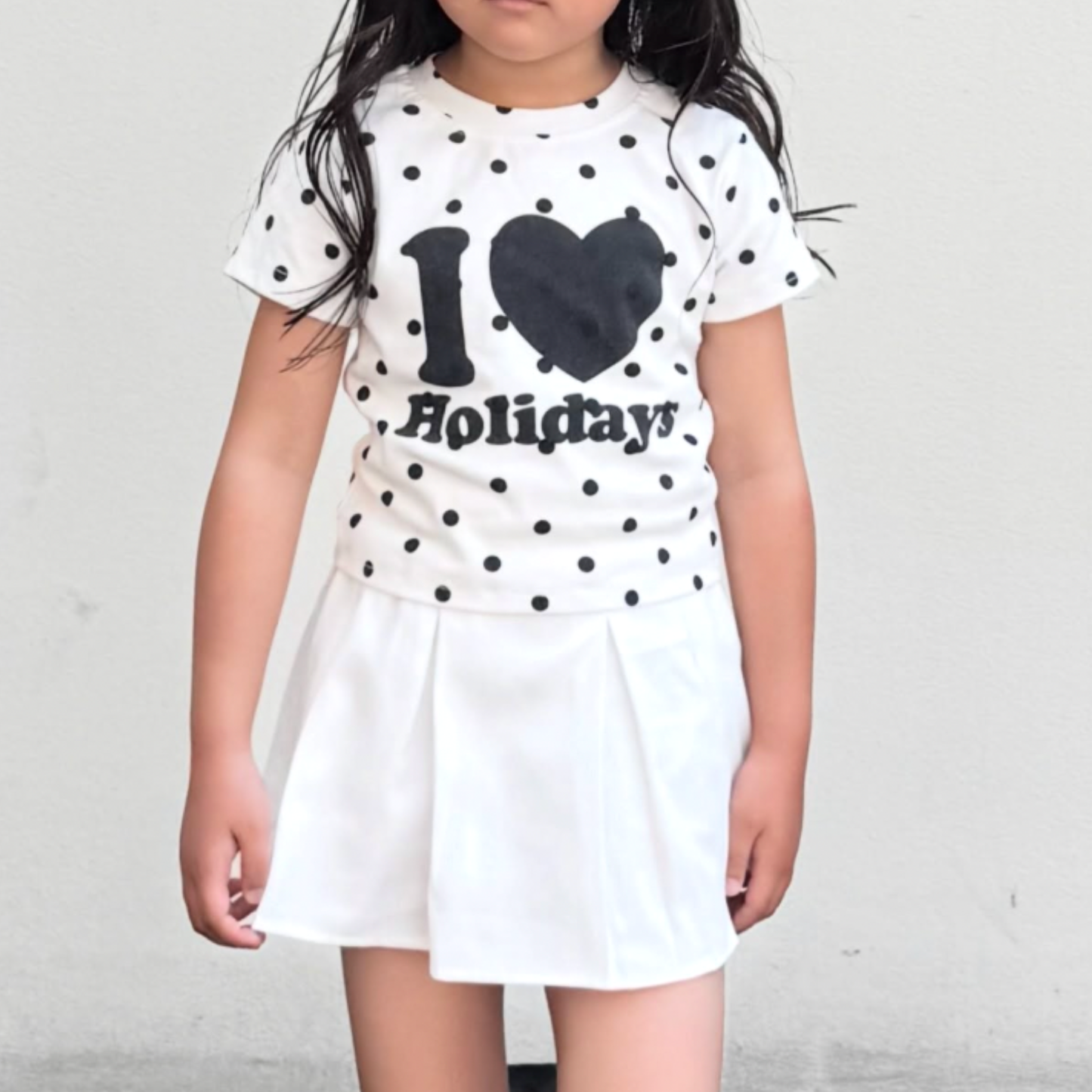 ドット柄 ハートロゴ ショートTシャツ  　wrw1062806