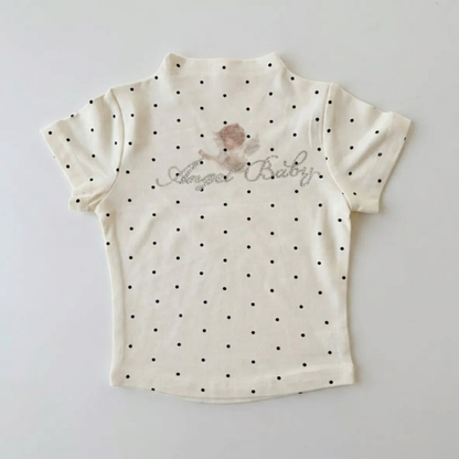 エンジェルプリント×ラインストーン ドット柄Tシャツ	wrw1062096