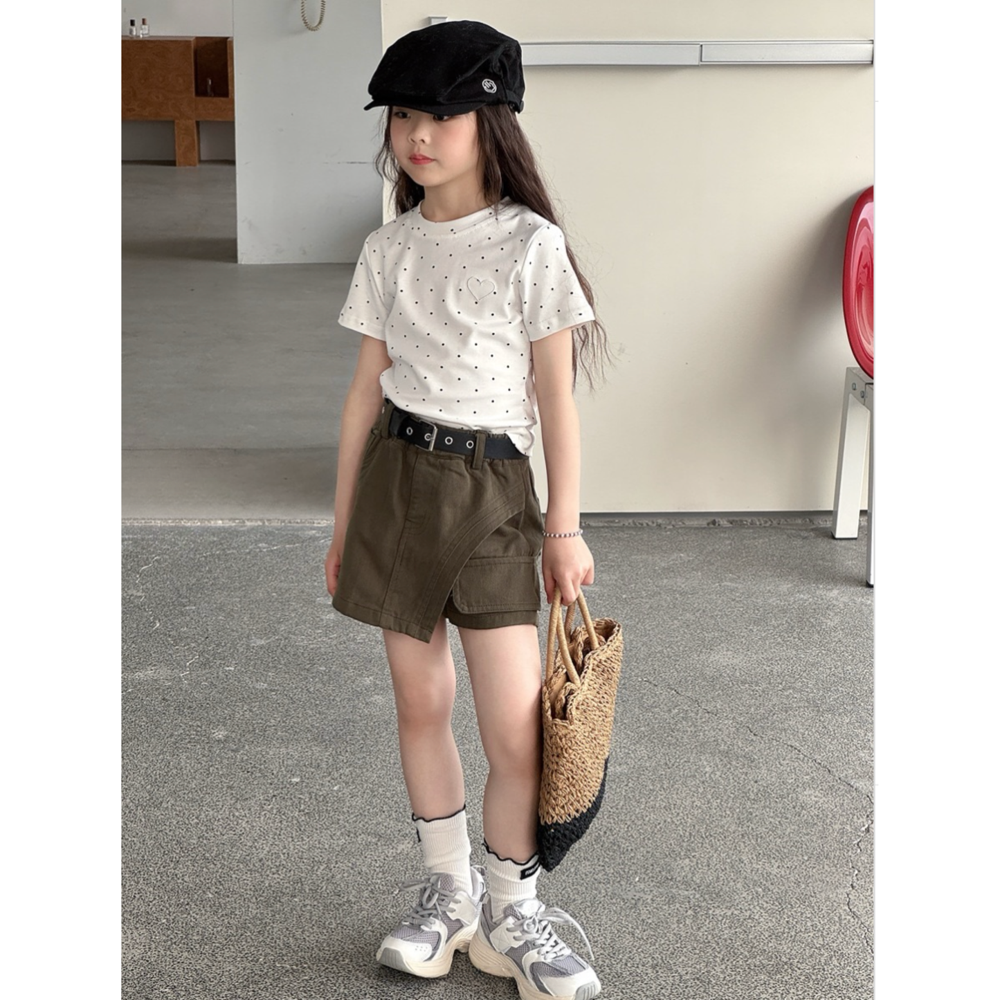 バックハートシアーミニドット柄Tシャツ	wrw1062566