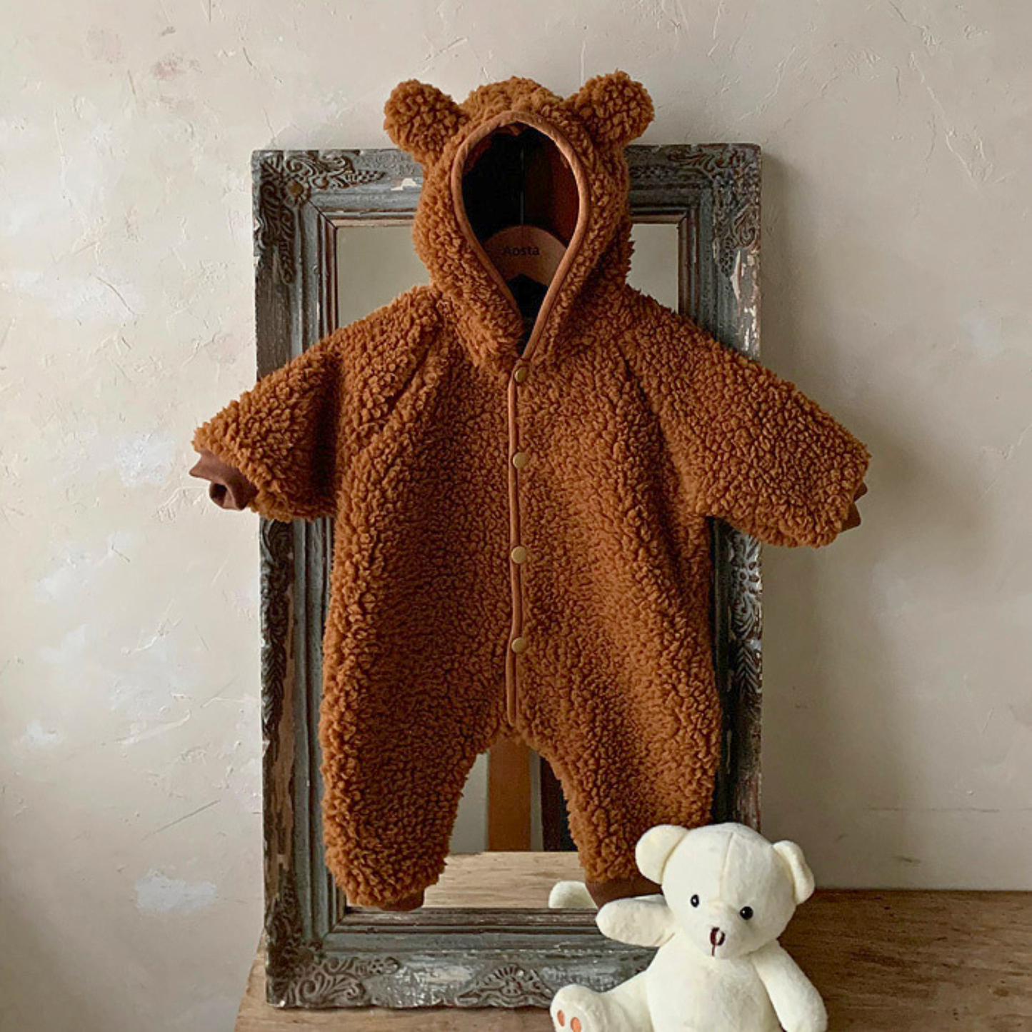 耳付きフードカバーオールふわふわロンパース    wrw25aw227