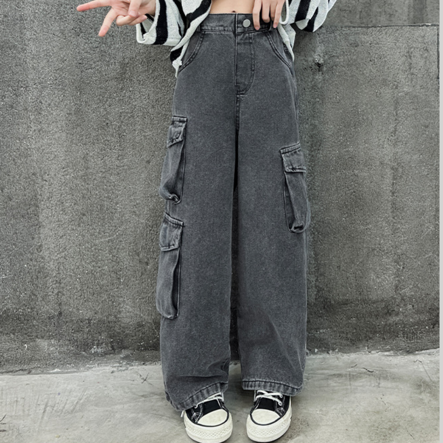 サイドポケット付きデニムワイドカーゴパンツ wrw25aw052