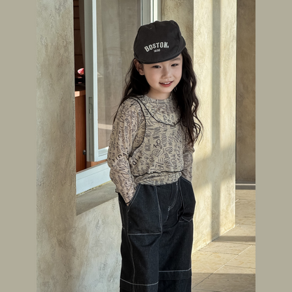 【メール便OK】グラフィカルな文字レイヤーロンT  wrw25sp129