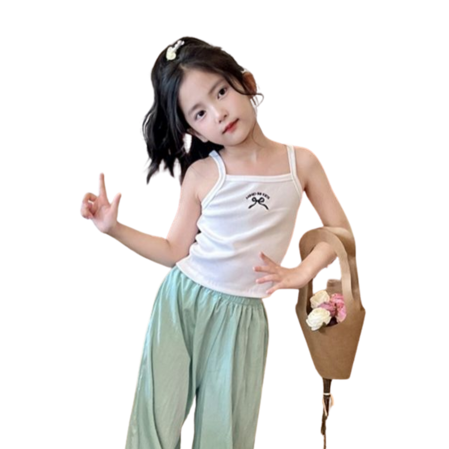 【メール便OK】リボン刺繍キャミ-Tシャツ  wrw25ss462