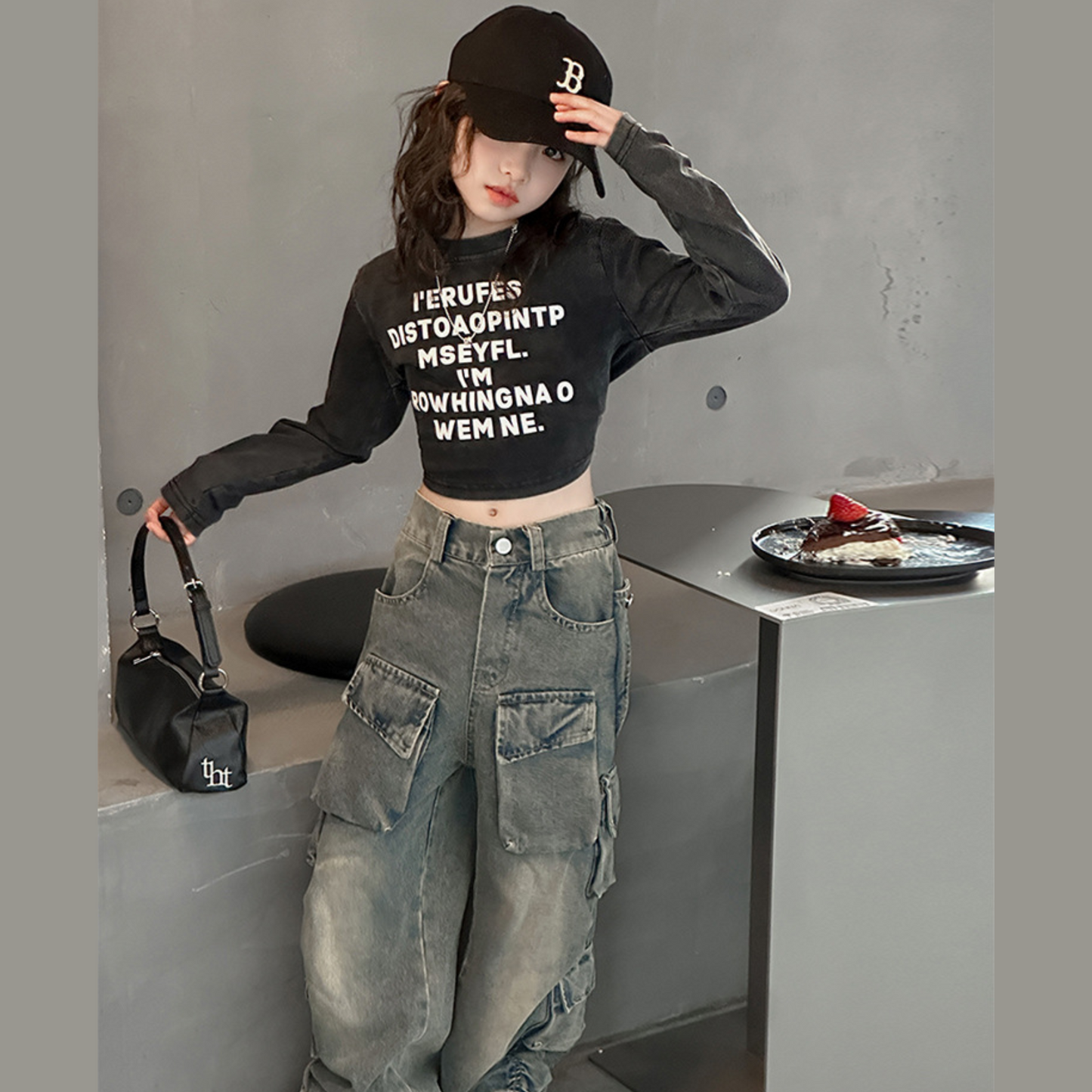 【メール便OK】ストリート感満点クロップドロンT  wrw25aw071