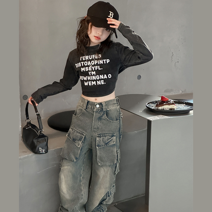 【メール便OK】ストリート感満点クロップドロンT  wrw25aw071