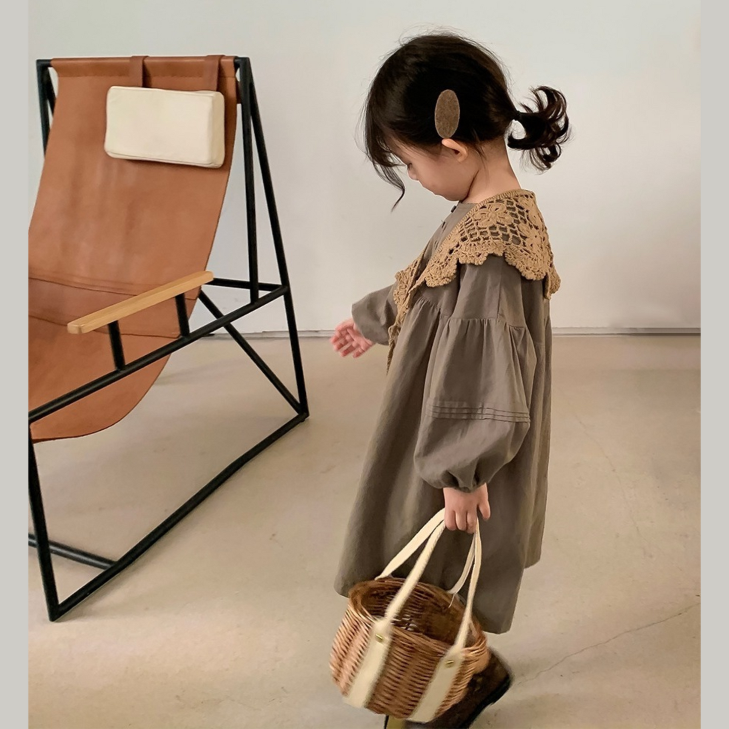 【2点セット】レース襟＋バルーン袖ワンピース　wrw24aw107