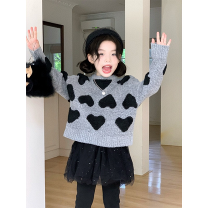 ハート柄長袖ニットスウェットロンT　wrw25aw244