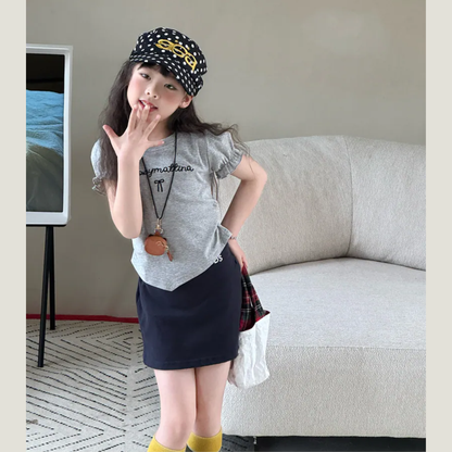 リボン刺繍 パフスリーブイレギュラーヘムTシャツ	wrw1062166