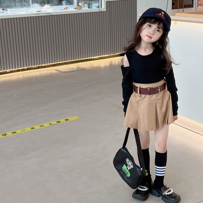 太めのベルト付きプリーツスカート　wrw25aw083