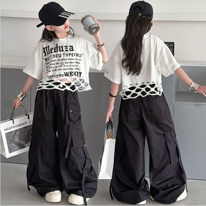 英字ロゴプリント 裾クラッシュクロップドTシャツ 　wrw1062866