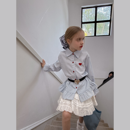 【メール便OK】【2点セット】ベルト＋フリル長袖シャツ　wrw25sp137